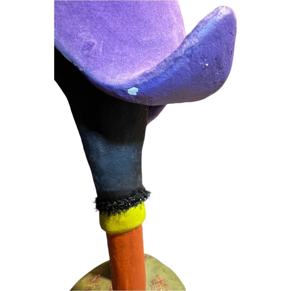 Folk Art Pumpkin Figurine in Flocked Suit Halloween Whimsical 15" tall x 6" wide - Picture 8 of 14